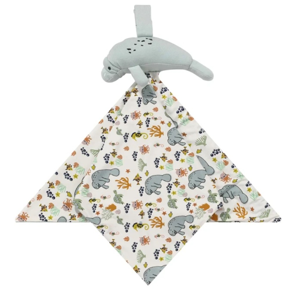 Emerson & Friends Manatee Baby Lovey Security Blanket Sage Green Ocean